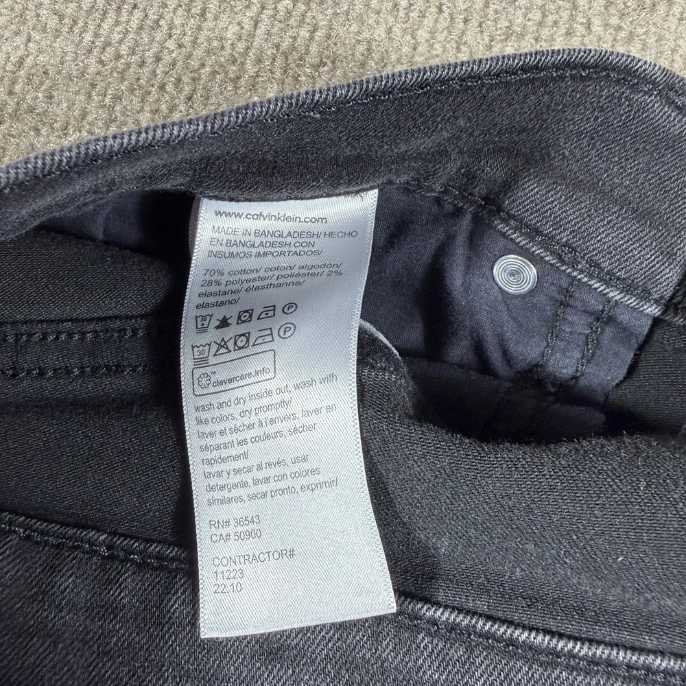 Calvin Klein Slim Straight Fit Jeans Mens W33 L30 Black Stretch Denim Pants